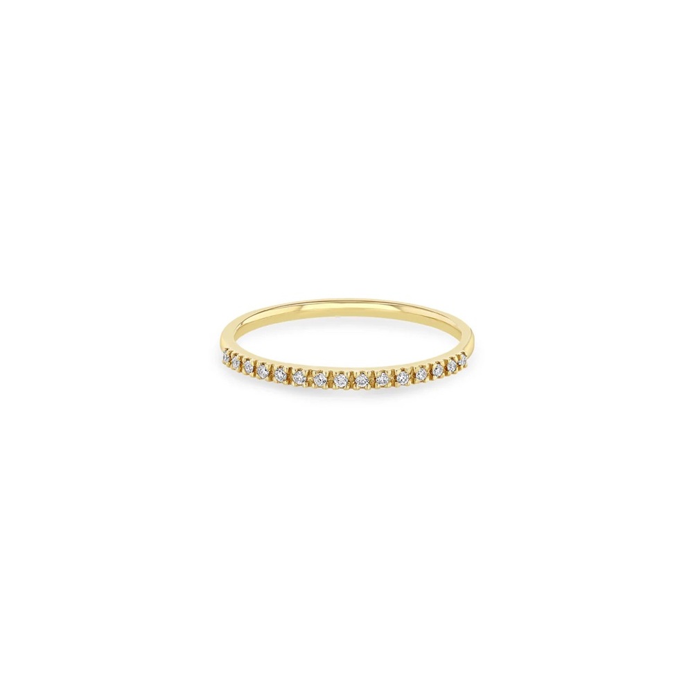 Zoe Chicco 14k gold pave diamond half eternity band ring in size 7